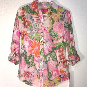 Nosey posie long sleeve button up Lilly for target